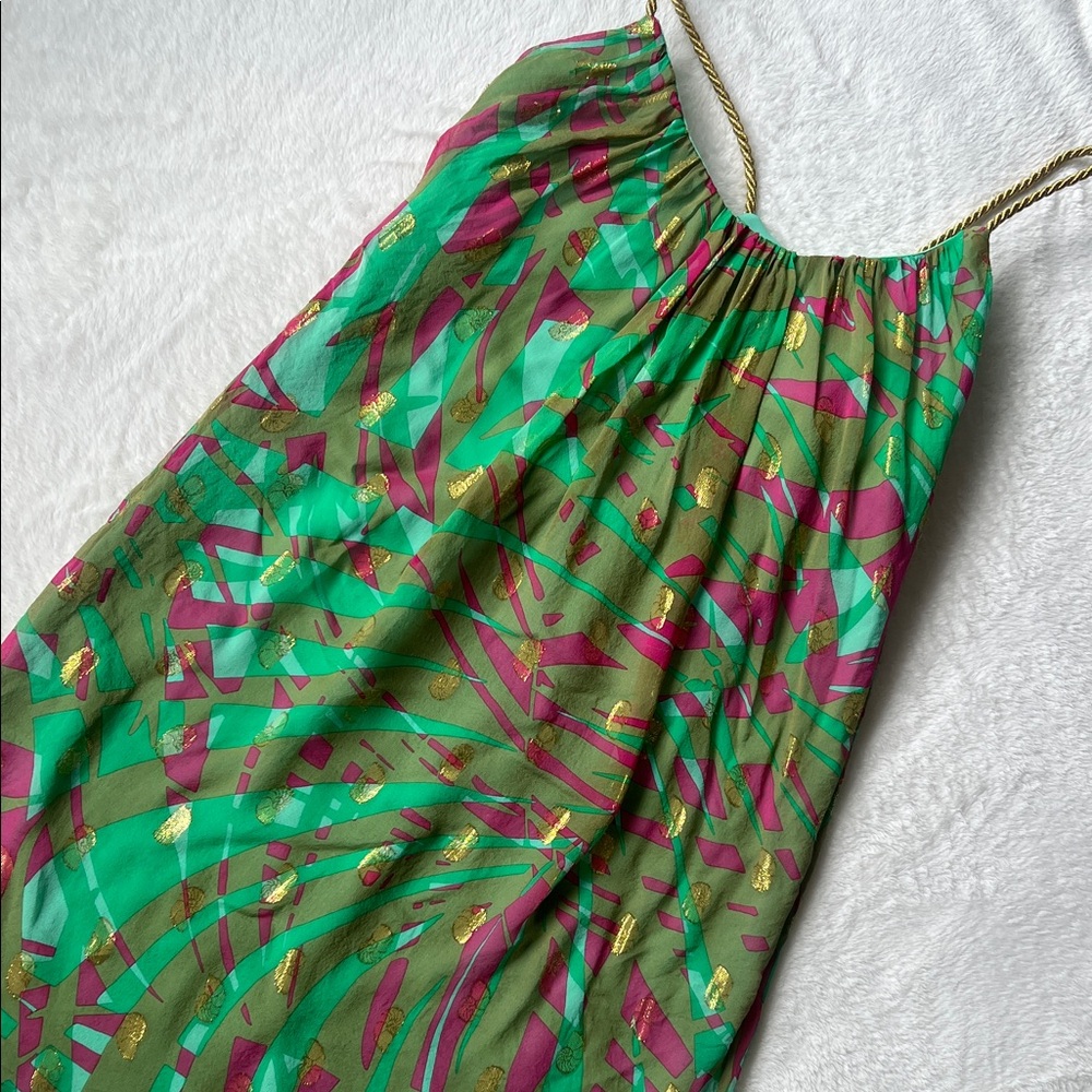 Milly Green and Gold Strappy Dress